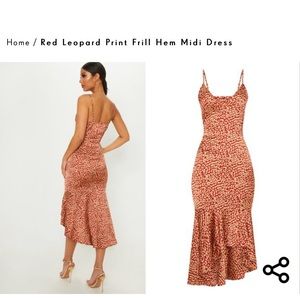 Pretty Little Thing- Red Leopard Dress